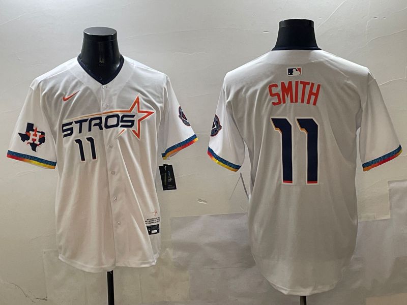 Men Houston Astros #11 Smith White Fourth generation Joint Name 2025 Nike MLB Jersey style 3